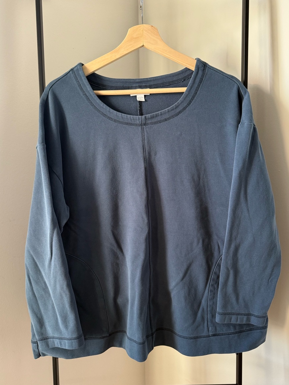 PureJill Relaxed Crewneck Sweatshirt in Slate Blue, size 1x